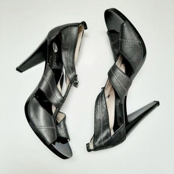 MICHAEL KORS Berkley T-Strap Sandals Heels Gunmetal  Sz 9.5 - Picture 3 of 9